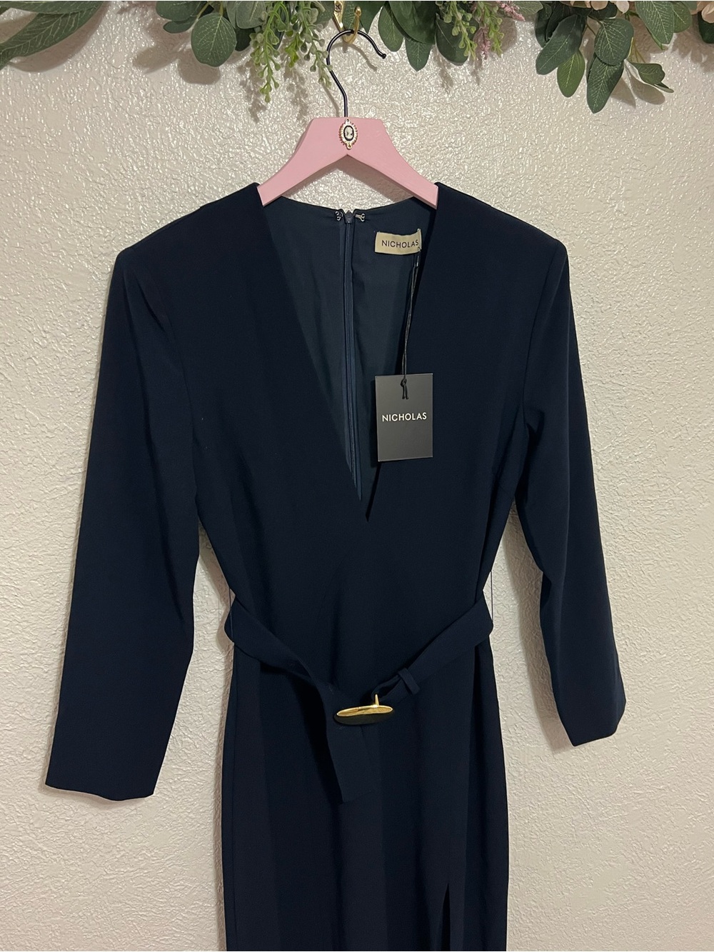 NWT Nicholas Kalissa Belted Crepe Gown - Picture 5 of 10